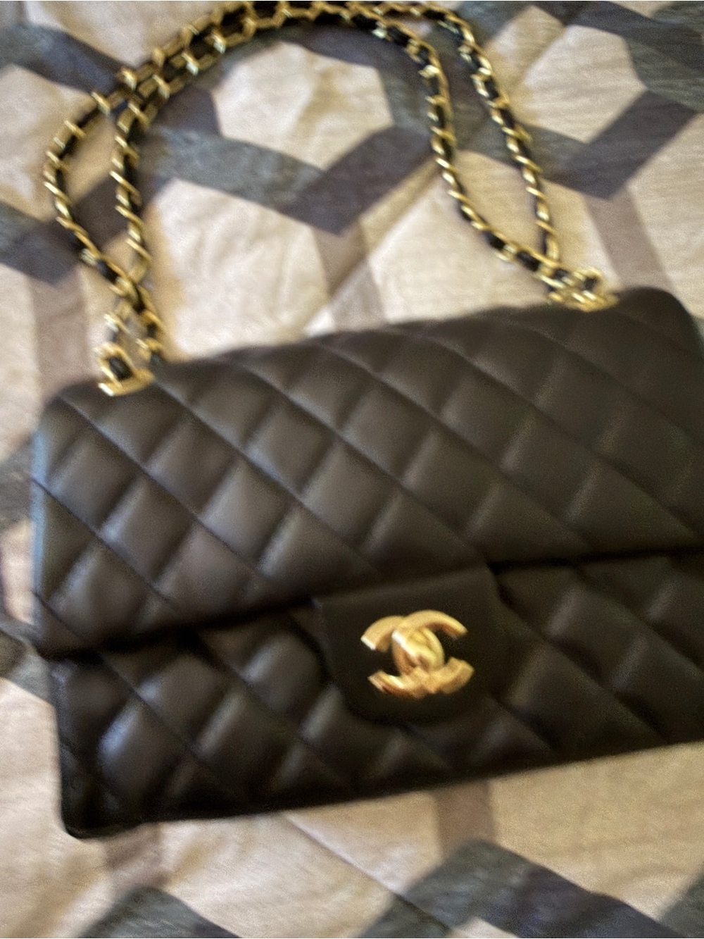 Black Quilted Chain-Handle Shoulder Bag no box, with dust bag - Picture 2 of 8